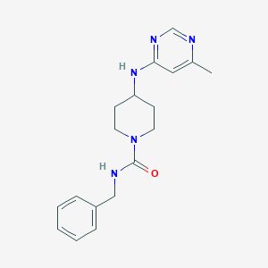 molecular formula C18H23N5O B2973962 N-Benzyl-4-[(6-methylpyrimidin-4-yl)amino]piperidine-1-carboxamide CAS No. 2415625-06-6