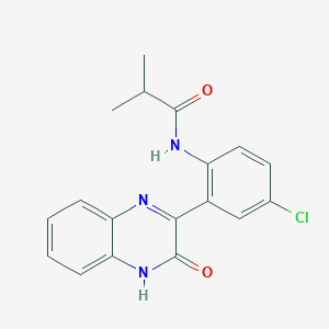 molecular formula C18H16ClN3O2 B2973973 N-[4-Chloro-2-(3-oxo-3,4-dihydro-quinoxalin-2-yl)-phenyl]-isobutyramide CAS No. 878425-01-5
