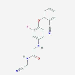 molecular formula C17H13FN4O2 B2973981 N-(cyanomethyl)-2-{[4-(2-cyanophenoxy)-3-fluorophenyl]amino}acetamide CAS No. 1394727-44-6