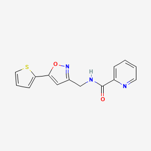 molecular formula C14H11N3O2S B2973984 N-((5-(thiophen-2-yl)isoxazol-3-yl)methyl)picolinamide CAS No. 1211210-82-0