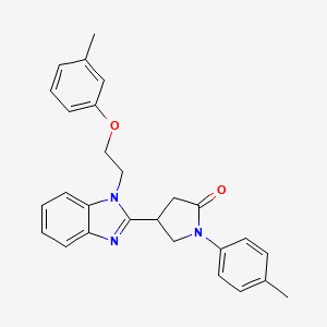 molecular formula C27H27N3O2 B2973992 1-(对甲苯基)-4-(1-(2-(间甲苯氧基)乙基)-1H-苯并[d]咪唑-2-基)吡咯烷-2-酮 CAS No. 845627-67-0
