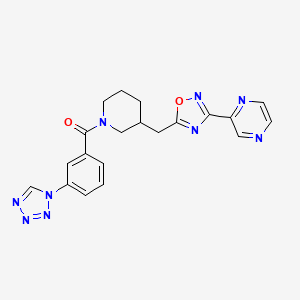 molecular formula C20H19N9O2 B2973993 (3-(1H-tetrazol-1-yl)phenyl)(3-((3-(pyrazin-2-yl)-1,2,4-oxadiazol-5-yl)methyl)piperidin-1-yl)methanone CAS No. 1705110-23-1