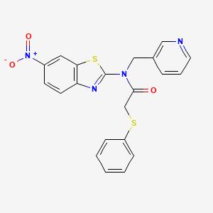 N-(6-nitrobenzo[d]thiazol-2-yl)-2-(phenylthio)-N-(pyridin-3-ylmethyl)acetamide