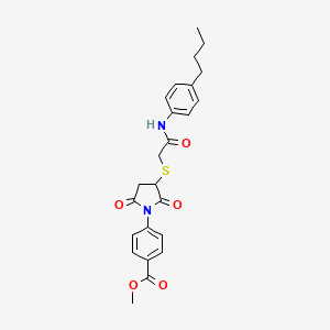 molecular formula C24H26N2O5S B2974011 4-[3-[2-(4-丁基苯胺基)-2-氧代乙基]硫代-2,5-二氧代吡咯烷-1-基]苯甲酸甲酯 CAS No. 714262-70-1