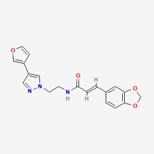 molecular formula C19H17N3O4 B2974013 (E)-3-(benzo[d][1,3]dioxol-5-yl)-N-(2-(4-(furan-3-yl)-1H-pyrazol-1-yl)ethyl)acrylamide CAS No. 2035007-13-5