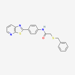 molecular formula C21H17N3OS2 B2974017 2-(苄硫基)-N-(4-(噻唑并[5,4-b]吡啶-2-基)苯基)乙酰胺 CAS No. 863588-44-7