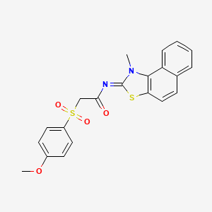 molecular formula C21H18N2O4S2 B2974037 (E)-2-((4-甲氧基苯基)磺酰基)-N-(1-甲基萘并[1,2-d]噻唑-2(1H)-亚甲基)乙酰胺 CAS No. 941988-62-1