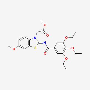 molecular formula C24H28N2O7S B2974042 Methyl 2-[6-methoxy-2-(3,4,5-triethoxybenzoyl)imino-1,3-benzothiazol-3-yl]acetate CAS No. 941961-20-2