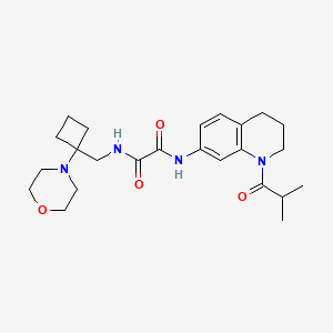 molecular formula C24H34N4O4 B2974045 N'-[1-(2-Methylpropanoyl)-3,4-dihydro-2H-quinolin-7-yl]-N-[(1-morpholin-4-ylcyclobutyl)methyl]oxamide CAS No. 2380193-61-1