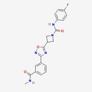 molecular formula C20H18FN5O3 B2974052 N-(4-fluorophenyl)-3-(3-(3-(methylcarbamoyl)phenyl)-1,2,4-oxadiazol-5-yl)azetidine-1-carboxamide CAS No. 1396791-98-2