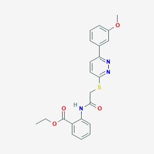molecular formula C22H21N3O4S B2974053 Ethyl 2-(2-((6-(3-methoxyphenyl)pyridazin-3-yl)thio)acetamido)benzoate CAS No. 893988-03-9