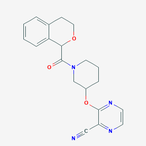 molecular formula C20H20N4O3 B2974055 3-((1-(Isochroman-1-carbonyl)piperidin-3-yl)oxy)pyrazine-2-carbonitrile CAS No. 2034504-38-4