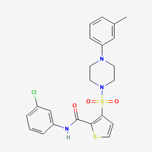 molecular formula C22H22ClN3O3S2 B2974058 N-(3-chlorophenyl)-3-{[4-(3-methylphenyl)piperazin-1-yl]sulfonyl}thiophene-2-carboxamide CAS No. 1207051-94-2