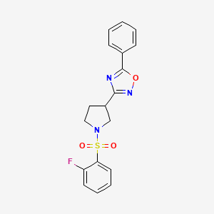 3-(1-((2-Fluorophenyl)sulfonyl)pyrrolidin-3-yl)-5-phenyl-1,2,4-oxadiazole
