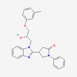 molecular formula C27H27N3O3 B2974061 4-{1-[2-羟基-3-(3-甲基苯氧基)丙基]-1H-苯并咪唑-2-基}-1-苯基吡咯烷-2-酮 CAS No. 1018125-13-7