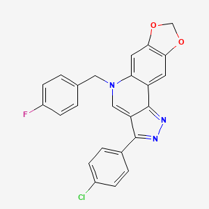 molecular formula C24H15ClFN3O2 B2974063 3-(4-氯苯基)-5-(4-氟苄基)-5H-[1,3]二氧杂环[4,5-g]吡唑并[4,3-c]喹啉 CAS No. 866588-49-0