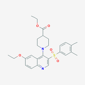 molecular formula C27H32N2O5S B2974065 Ethyl 1-(3-((3,4-dimethylphenyl)sulfonyl)-6-ethoxyquinolin-4-yl)piperidine-4-carboxylate CAS No. 897758-79-1