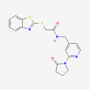 molecular formula C19H18N4O2S2 B2974067 2-(benzo[d]thiazol-2-ylthio)-N-((2-(2-oxopyrrolidin-1-yl)pyridin-4-yl)methyl)acetamide CAS No. 2034299-84-6