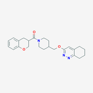molecular formula C24H29N3O3 B2974075 3,4-Dihydro-2H-chromen-3-yl-[4-(5,6,7,8-tetrahydrocinnolin-3-yloxymethyl)piperidin-1-yl]methanone CAS No. 2310124-65-1