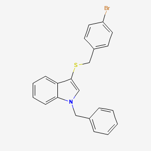 molecular formula C22H18BrNS B2974080 1-苄基-3-((4-溴苄基)硫代)-1H-吲哚 CAS No. 681273-34-7