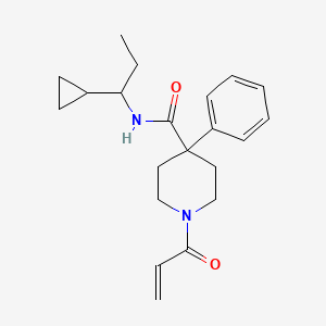 molecular formula C21H28N2O2 B2974081 N-(1-Cyclopropylpropyl)-4-phenyl-1-prop-2-enoylpiperidine-4-carboxamide CAS No. 2197751-69-0