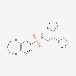 N-[2,2-bis(furan-2-yl)ethyl]-3,4-dihydro-2H-1,5-benzodioxepine-7-sulfonamide