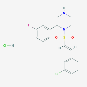 1-[(E)-2-(3-Chlorophenyl)ethenyl]sulfonyl-2-(3-fluorophenyl)piperazine;hydrochloride