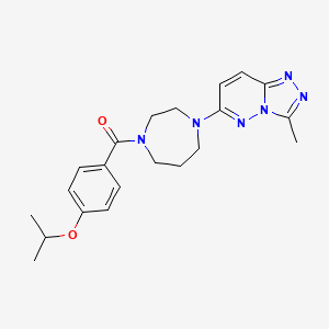 molecular formula C21H26N6O2 B2974111 [4-(3-Methyl-[1,2,4]triazolo[4,3-b]pyridazin-6-yl)-1,4-diazepan-1-yl]-(4-propan-2-yloxyphenyl)methanone CAS No. 2320823-56-9