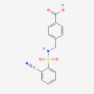 molecular formula C15H12N2O4S B2974113 4-[[(2-cyanophenyl)sulfonylamino]methyl]benzoic Acid CAS No. 794584-34-2