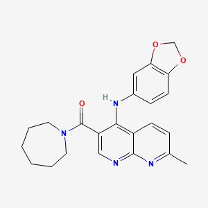 molecular formula C23H24N4O3 B2974115 3-(azepan-1-ylcarbonyl)-N-1,3-benzodioxol-5-yl-7-methyl-1,8-naphthyridin-4-amine CAS No. 1251600-53-9