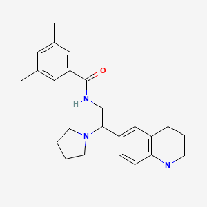 molecular formula C25H33N3O B2974116 3,5-二甲基-N-(2-(1-甲基-1,2,3,4-四氢喹啉-6-基)-2-(吡咯烷-1-基)乙基)苯甲酰胺 CAS No. 922033-67-8