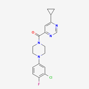 [4-(3-Chloro-4-fluorophenyl)piperazin-1-yl]-(6-cyclopropylpyrimidin-4-yl)methanone