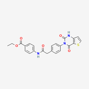 molecular formula C23H19N3O5S B2974148 ethyl 4-(2-(4-(2,4-dioxo-1,2-dihydrothieno[3,2-d]pyrimidin-3(4H)-yl)phenyl)acetamido)benzoate CAS No. 1448031-46-6