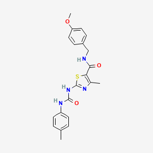 molecular formula C21H22N4O3S B2974150 N-(4-甲氧基苄基)-4-甲基-2-(3-(对甲苯基)脲基)噻唑-5-甲酰胺 CAS No. 941916-32-1