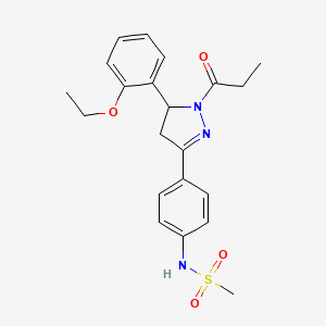 molecular formula C21H25N3O4S B2974157 N-(4-(5-(2-ethoxyphenyl)-1-propionyl-4,5-dihydro-1H-pyrazol-3-yl)phenyl)methanesulfonamide CAS No. 852140-99-9