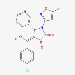 molecular formula C20H14ClN3O4 B2974167 4-(4-chlorobenzoyl)-3-hydroxy-1-(5-methylisoxazol-3-yl)-5-(pyridin-3-yl)-1H-pyrrol-2(5H)-one CAS No. 638135-41-8