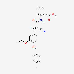 molecular formula C28H26N2O5 B2974169 methyl 2-[[(E)-2-cyano-3-[3-ethoxy-4-[(4-methylphenyl)methoxy]phenyl]prop-2-enoyl]amino]benzoate CAS No. 380476-33-5