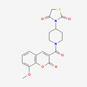 molecular formula C19H18N2O6S B2974183 3-(1-(8-methoxy-2-oxo-2H-chromene-3-carbonyl)piperidin-4-yl)thiazolidine-2,4-dione CAS No. 1795449-76-1