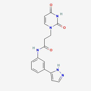 molecular formula C16H15N5O3 B2974185 N-(3-(1H-吡唑-3-基)苯基)-3-(2,4-二氧代-3,4-二氢嘧啶-1(2H)-基)丙酰胺 CAS No. 1207029-02-4