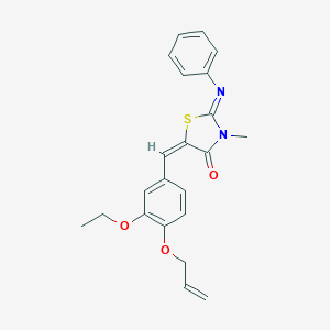 molecular formula C22H22N2O3S B297420 5-[4-(Allyloxy)-3-ethoxybenzylidene]-3-methyl-2-(phenylimino)-1,3-thiazolidin-4-one 