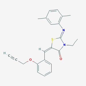 molecular formula C23H22N2O2S B297421 2-[(2,5-Dimethylphenyl)imino]-3-ethyl-5-[2-(prop-2-ynyloxy)benzylidene]-1,3-thiazolidin-4-one 