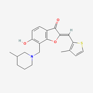 molecular formula C21H23NO3S B2974214 (Z)-6-hydroxy-7-((3-methylpiperidin-1-yl)methyl)-2-((3-methylthiophen-2-yl)methylene)benzofuran-3(2H)-one CAS No. 929506-36-5