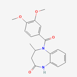 molecular formula C19H20N2O4 B2974218 5-(3,4-dimethoxybenzoyl)-4-methyl-4,5-dihydro-1H-benzo[b][1,4]diazepin-2(3H)-one CAS No. 1031945-36-4
