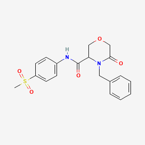 molecular formula C19H20N2O5S B2974236 4-benzyl-N-(4-(methylsulfonyl)phenyl)-5-oxomorpholine-3-carboxamide CAS No. 1351585-20-0