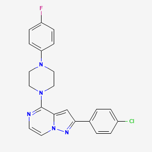 molecular formula C22H19ClFN5 B2974237 2-(4-Chlorophenyl)-4-(4-(4-fluorophenyl)piperazin-1-yl)pyrazolo[1,5-a]pyrazine CAS No. 1111262-34-0