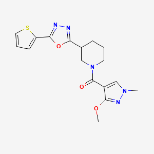 (3-methoxy-1-methyl-1H-pyrazol-4-yl)(3-(5-(thiophen-2-yl)-1,3,4-oxadiazol-2-yl)piperidin-1-yl)methanone