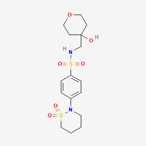 molecular formula C16H24N2O6S2 B2974245 4-(1,1-dioxido-1,2-thiazinan-2-yl)-N-((4-hydroxytetrahydro-2H-pyran-4-yl)methyl)benzenesulfonamide CAS No. 1421585-26-3