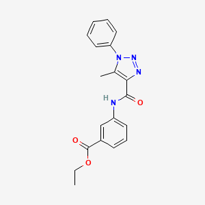 molecular formula C19H18N4O3 B2974272 Ethyl 3-[(5-methyl-1-phenyl-1,2,3-triazol-4-yl)carbonylamino]benzoate CAS No. 924841-02-1