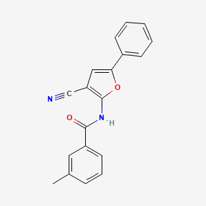 molecular formula C19H14N2O2 B2974275 N-(3-cyano-5-phenylfuran-2-yl)-3-methylbenzamide CAS No. 478033-47-5
