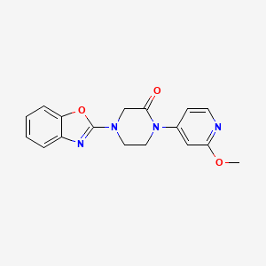 molecular formula C17H16N4O3 B2974280 4-(1,3-Benzoxazol-2-yl)-1-(2-methoxypyridin-4-yl)piperazin-2-one CAS No. 2380079-25-2